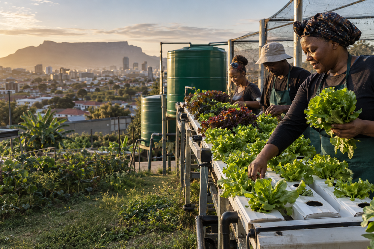 People working together on a sustainable food-growing programme