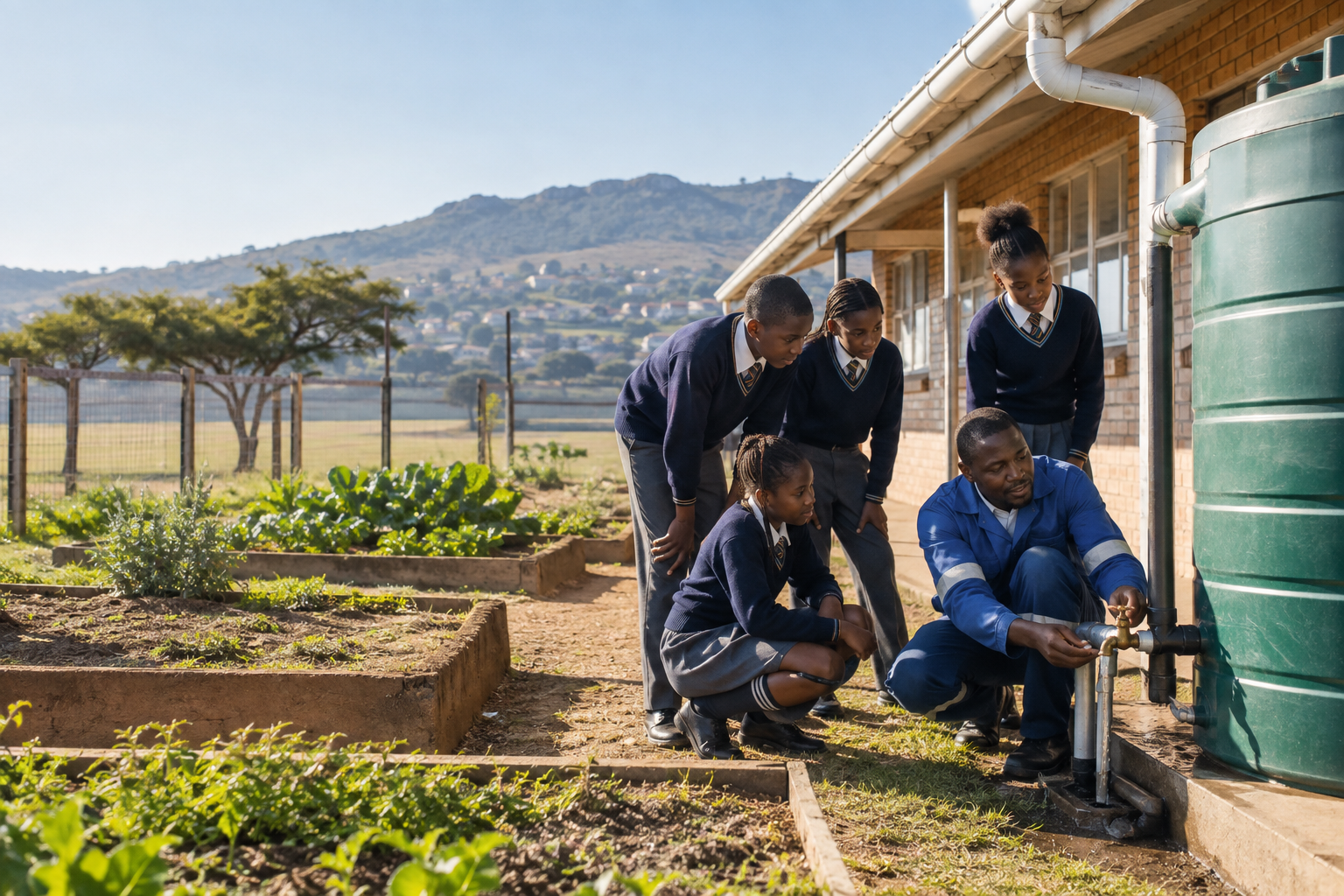 Rainwater harvesting infrastructure supporting a community